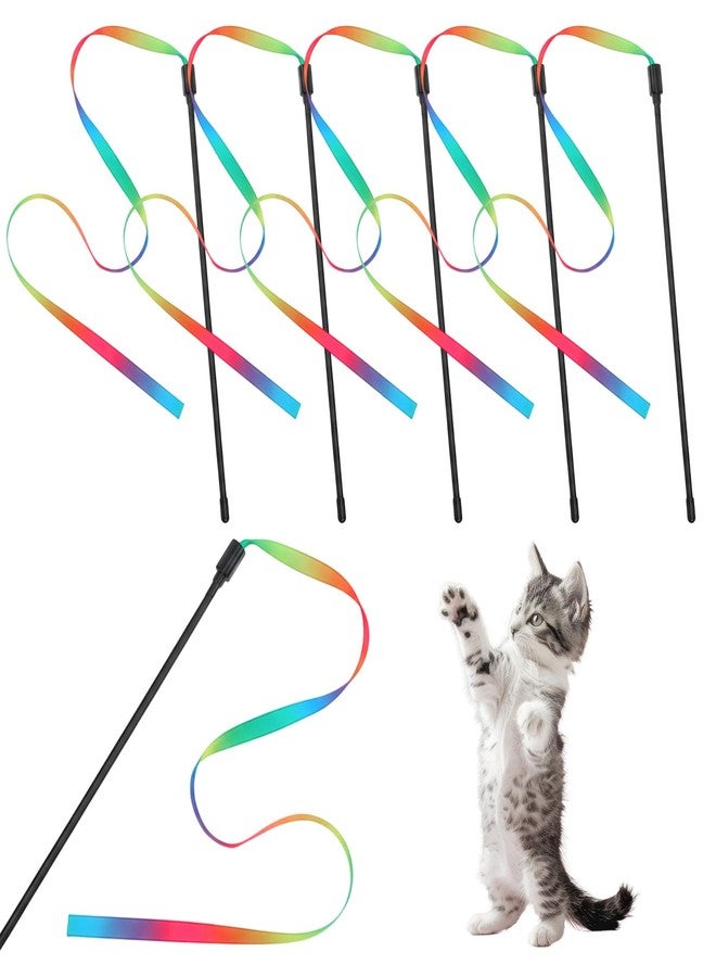 salbsever 5 PCS Cat Ribbon Toy, String Cat Toy, Interactive Colorful Teaser Wandstring with Rainbow Ribbon for Indoor Cats Exercise and Playtime - Image 1